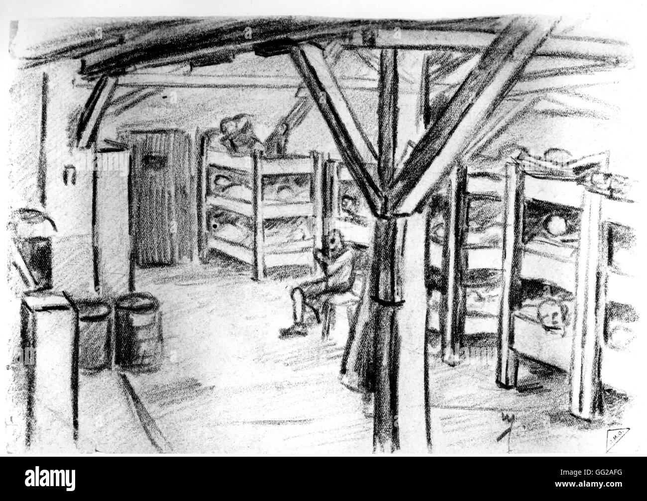 Edmond Goergen. Interior del bloque VIII, o Russenlager en Mathausen 20 Alemania - Vincennes de la Segunda Guerra Mundial. El Museo de la guerra Foto de stock