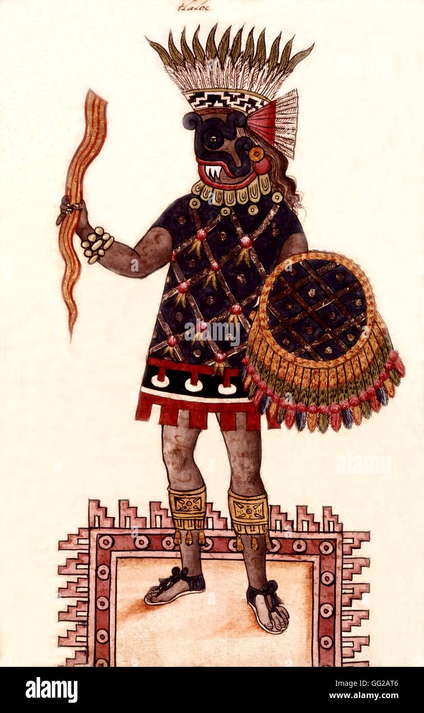 Historia de los Aztecas. Tholoc, dios de la lluvia México del siglo XVI. Foto de stock