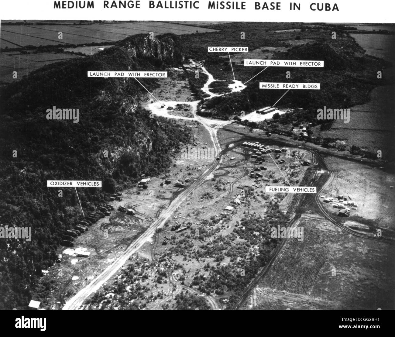 Crisis de los misiles cubanos. La base de misiles 1962-1963 Cuba Fotografía Fuerza Aérea de EE.UU. Foto de stock