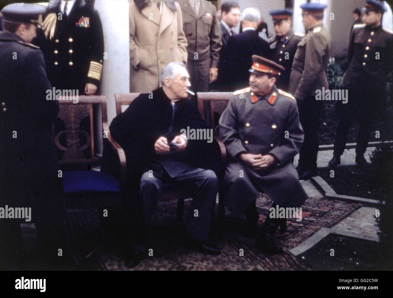 Conferencia de Yalta (Crimea). Roosevelt y Stalin de febrero de 1945 la URSS - Segunda Guerra Mundial del Ejército de EE.UU. Foto Foto de stock