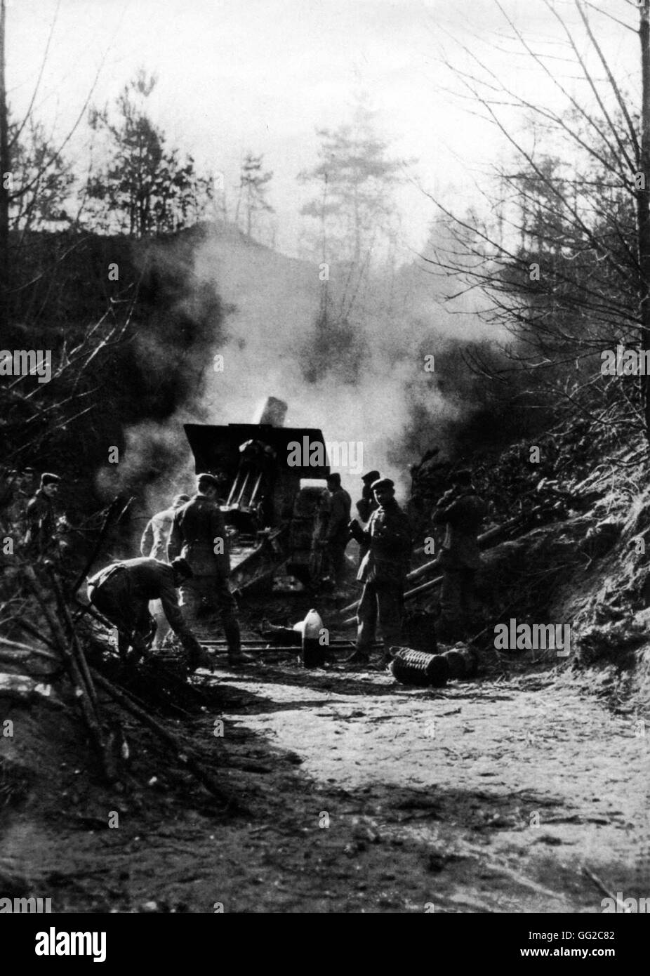Francia Guerra Mundial I. artillería alemana en Verdún B.I.D.C. Foto de stock