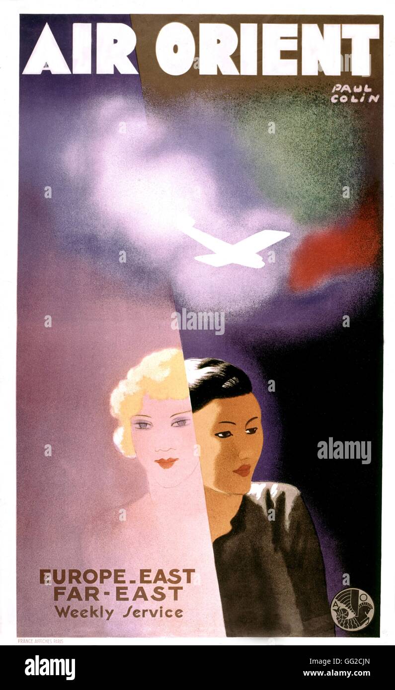 Paul Colin. Poster publicitario para "Orient Airlines en 1936 Francia Paris, musée de l'Air Foto de stock