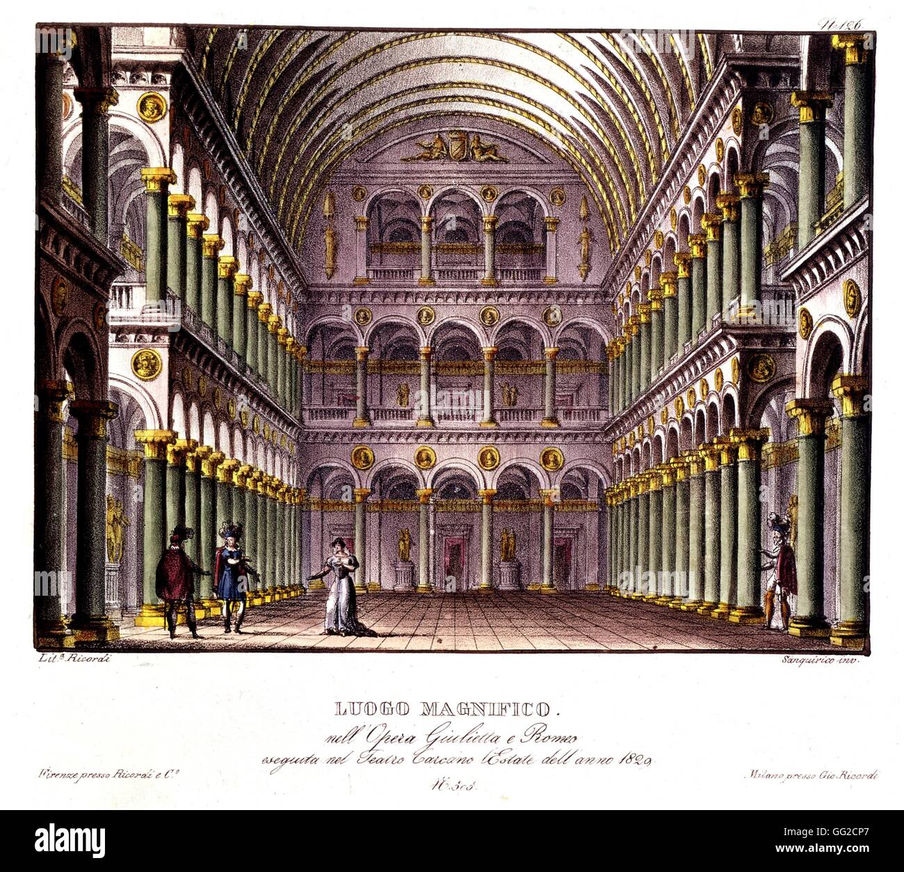 Teatro Sanquirico establecida para la ópera "Romeo y Julietta" 1829 de Londres, el museo Victoria y Albert Foto de stock