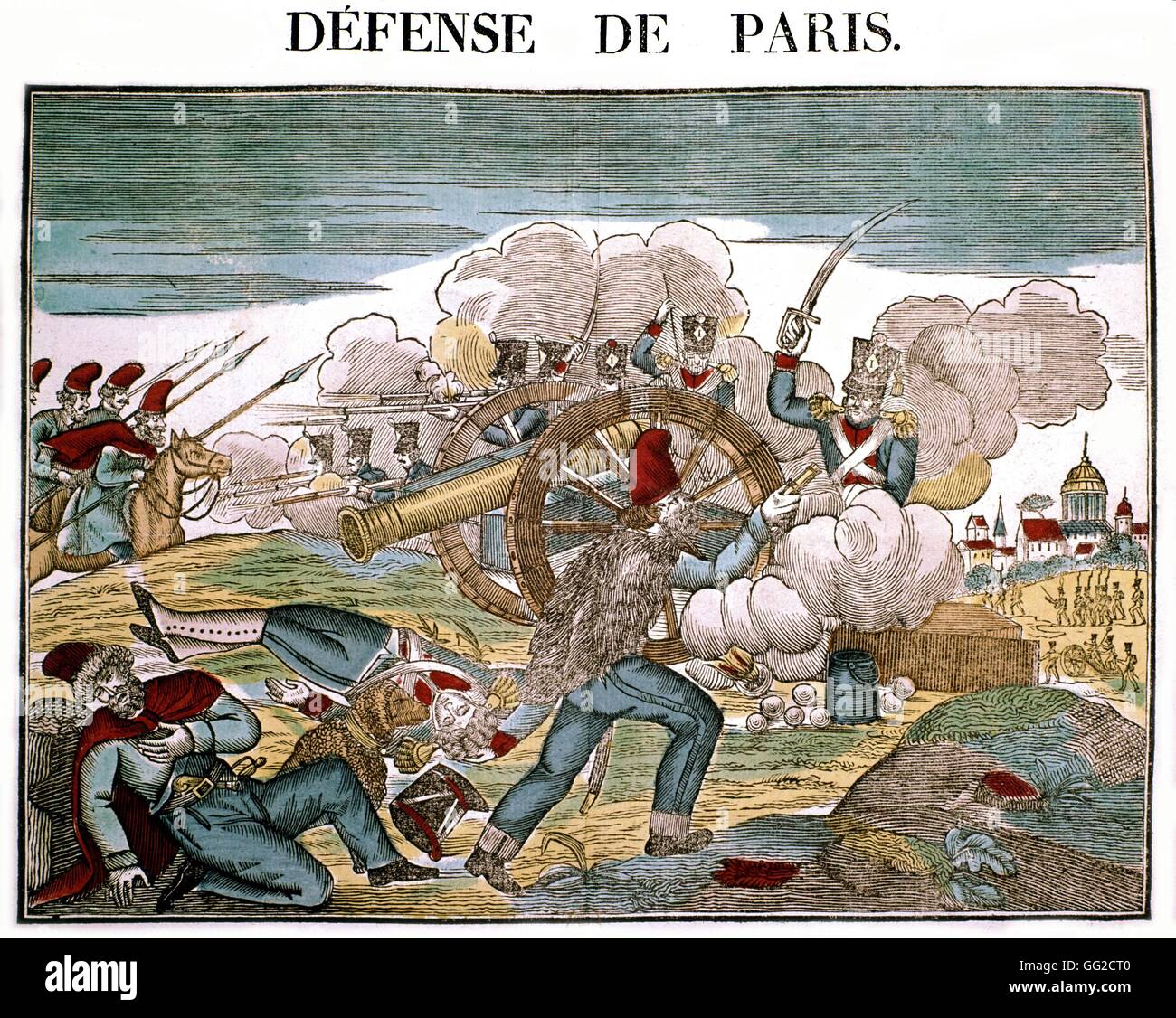 Impresión popular, la defensa de Paris Mars 1814 Francia Foto de stock