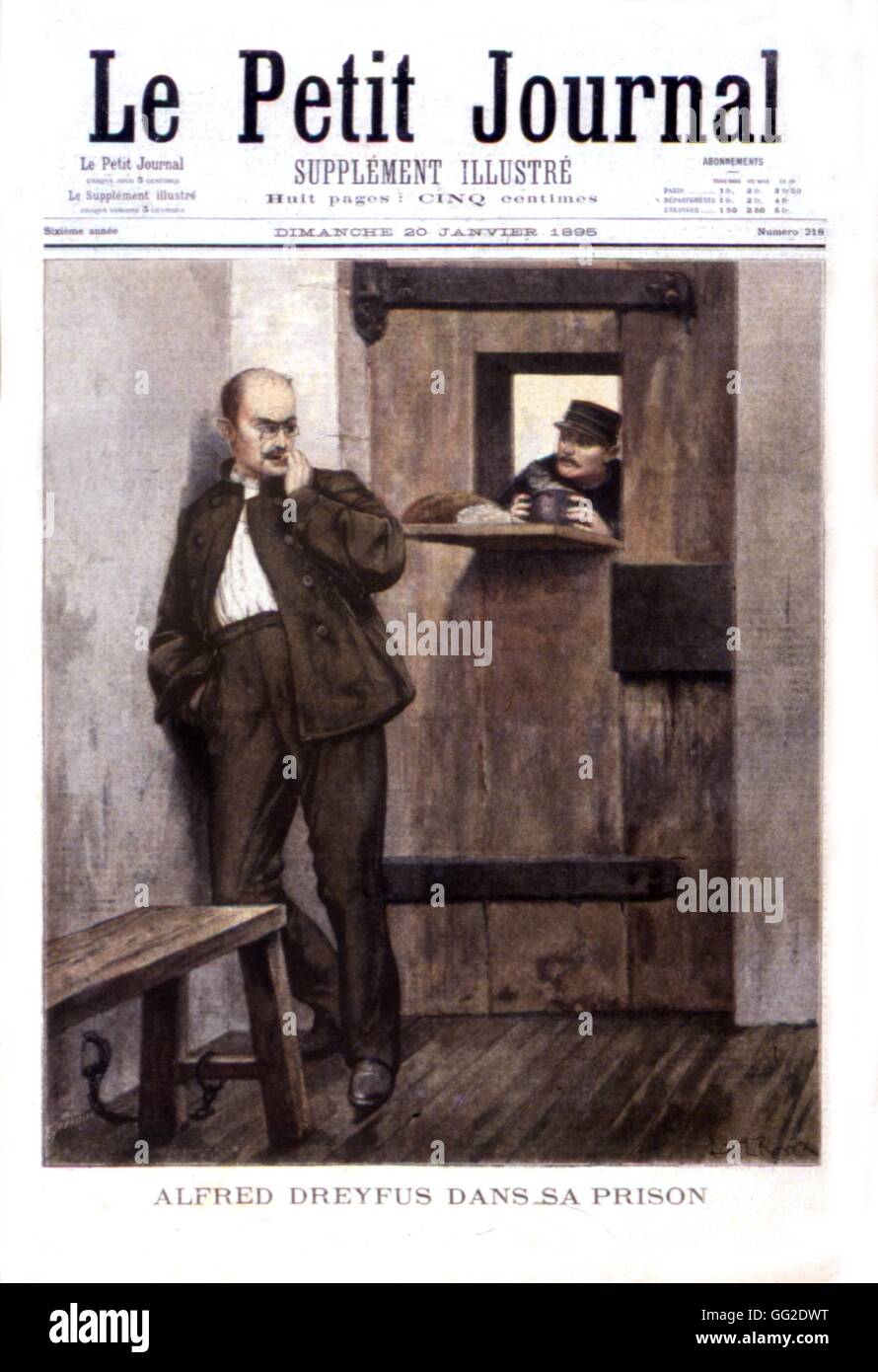 El Capitán Dreyfus en su cárcel. En "Le Petit Journal' 1895 Francia Foto de stock