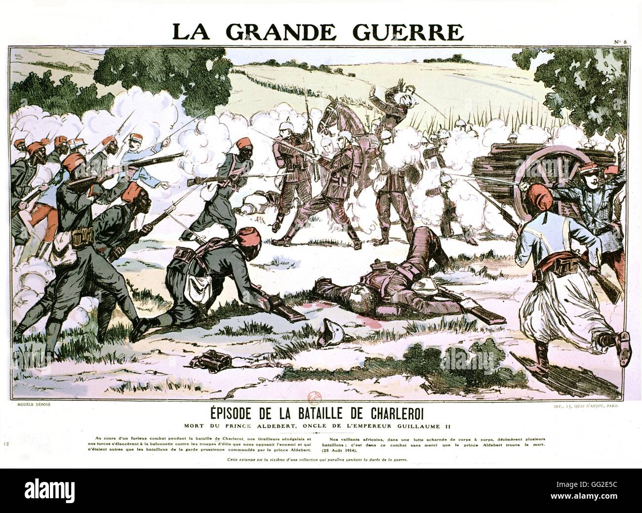 Estampa popular: La Batalla de Charleroi, Francia, la Primera Guerra Mundial Foto de stock