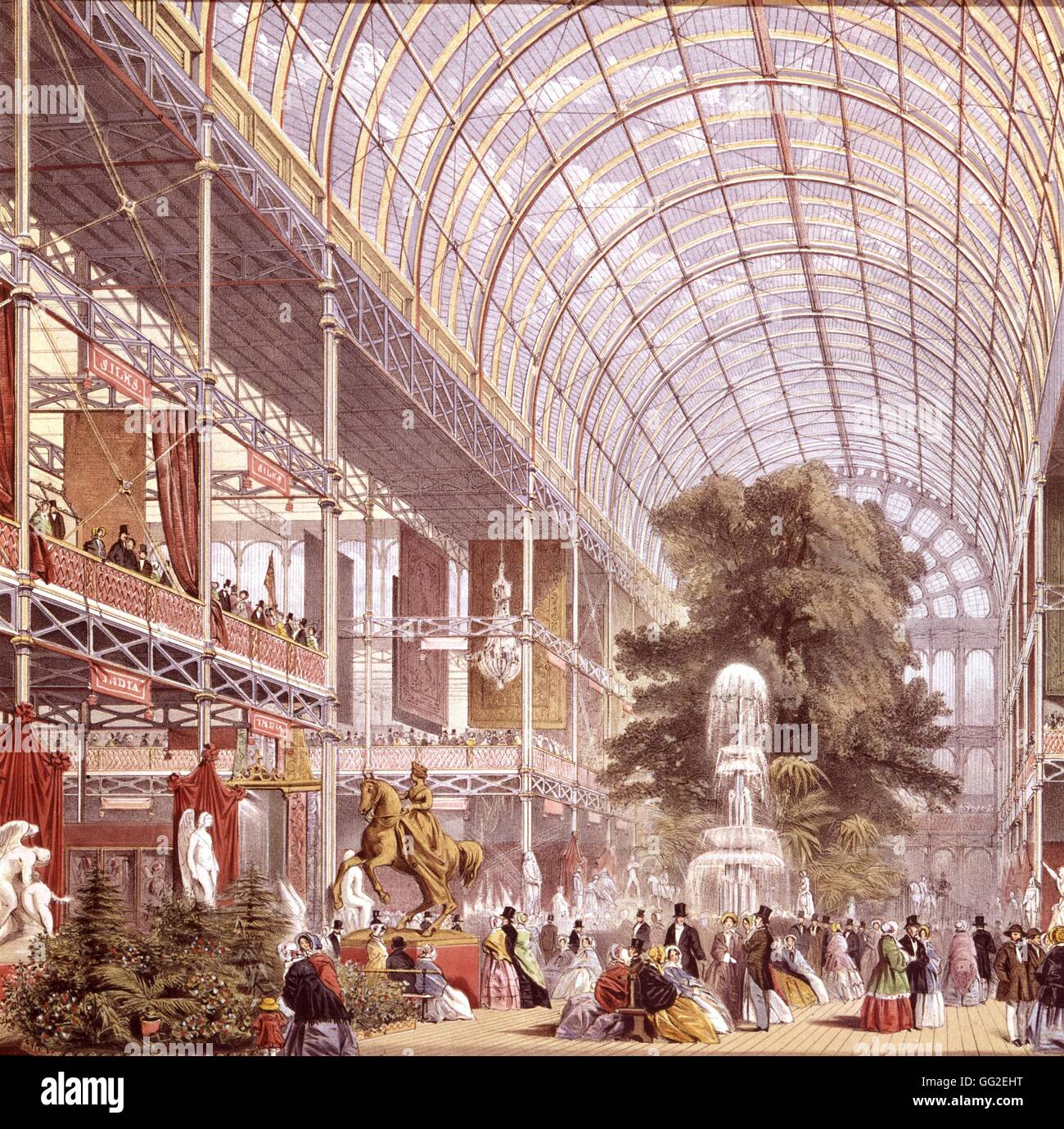 La reina Victoria y el Príncipe Alberto inauguró la gran exposición de 1851. El Palacio de Cristal (detalle) 1851 Londres, Inglaterra, el museo Victoria y Albert Foto de stock