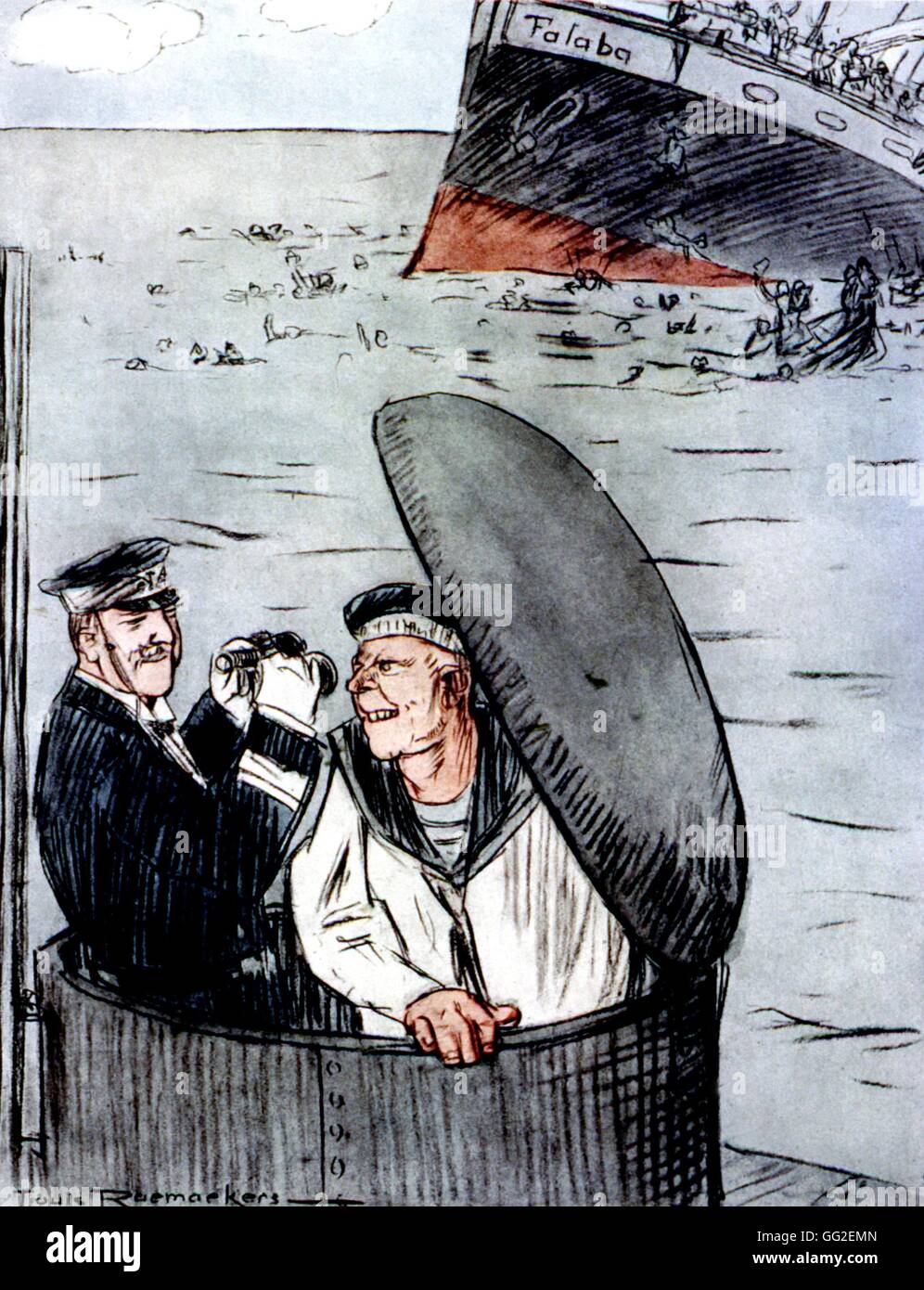 Dibujo por Louis Raemaekers, 'buque' Falaba hundido por los alemanes - Estados Unidos Washington la I Guerra Mundial. La Biblioteca del Congreso Foto de stock