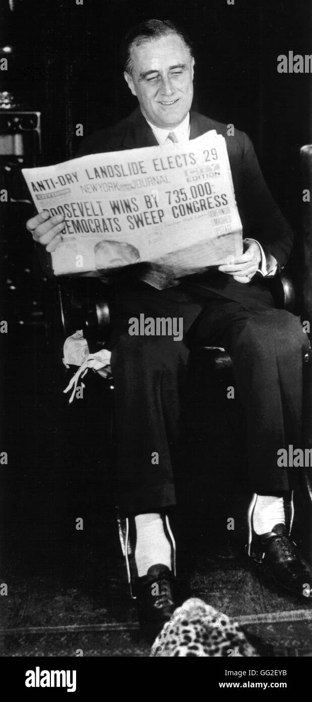 Franklin Delano Roosevelt después de su reelección como gobernador de Nueva York, Estados Unidos 1929 Foto de stock