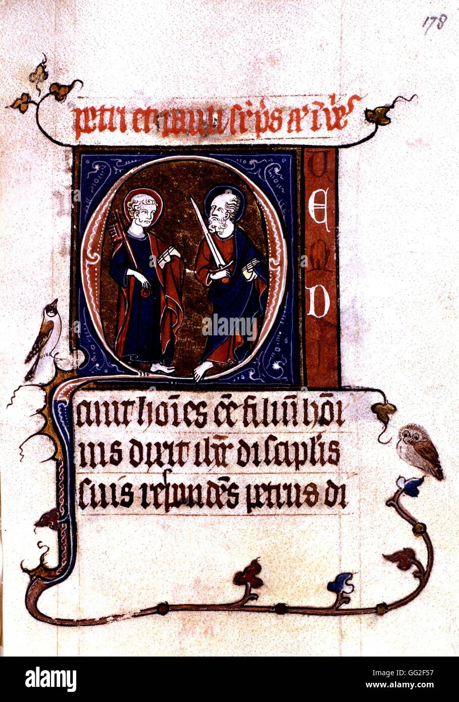 San Pedro y san Pablo de Londres manuscrito del siglo 13. Museo Británico Foto de stock