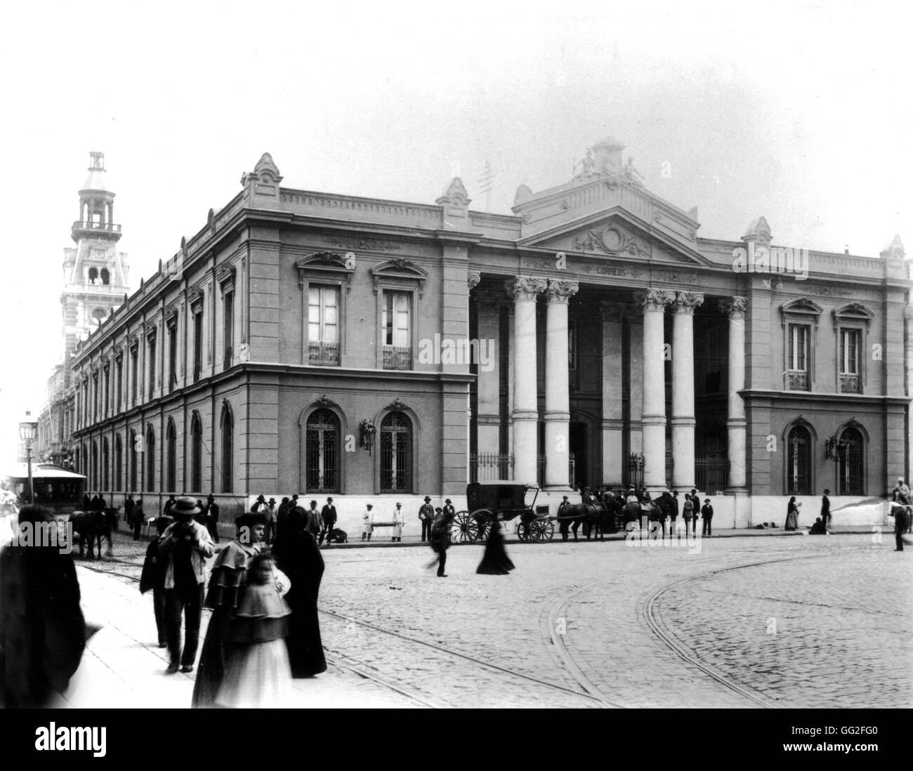 Santiago. La oficina de correos c.1900 Chile Foto de stock