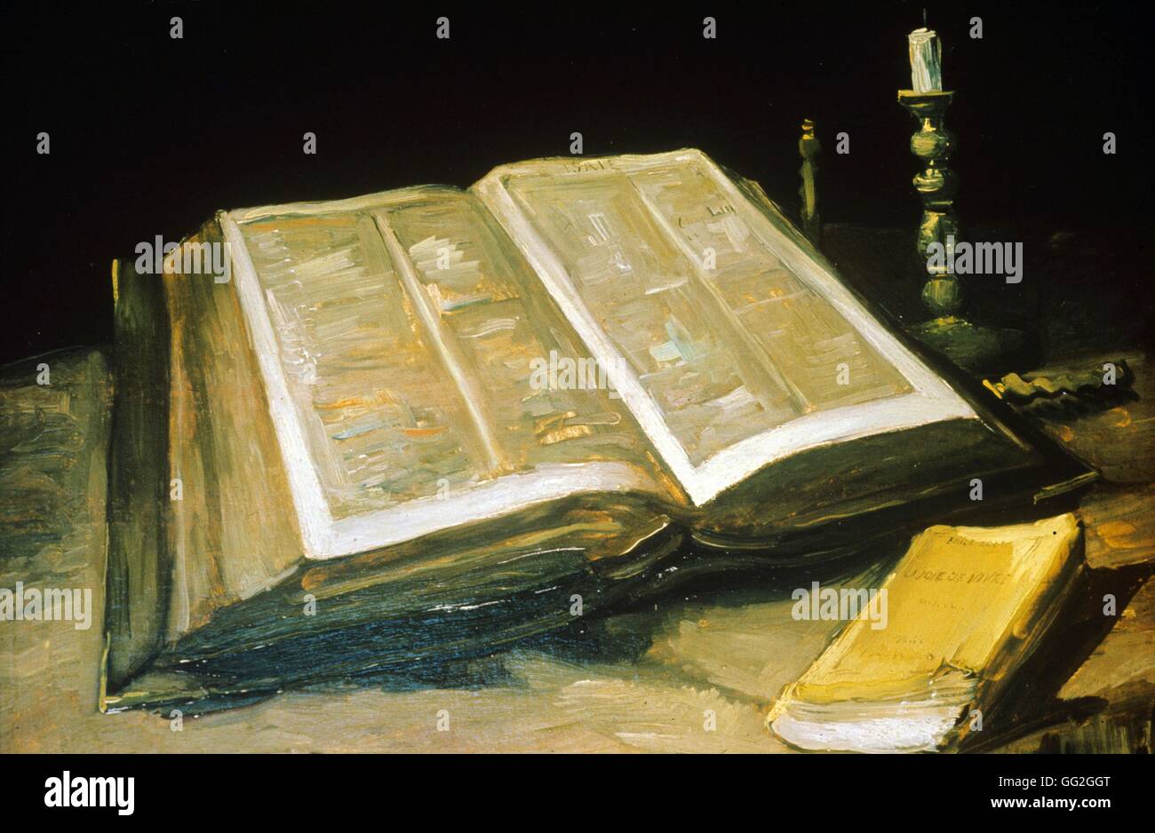 Vincent van Gogh escuela holandesa Bodegón con Biblia Octubre de 1885 Óleo sobre lienzo (65,7 x 78,5 cm), el Museo Van Gogh de Amsterdam Foto de stock