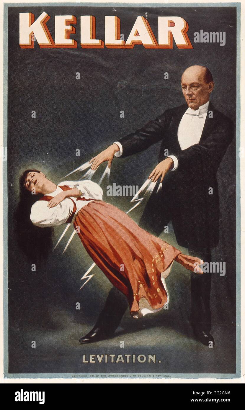 Cartel Kellar practicando la levitación. 1894. Colección privada Foto de stock