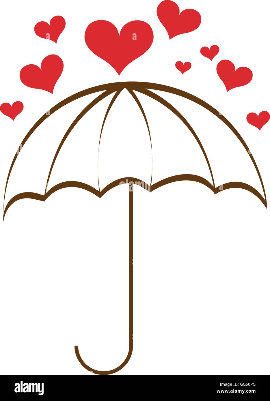 Icono de lluvia corazones paraguas Imagen Vector de stock - Alamy