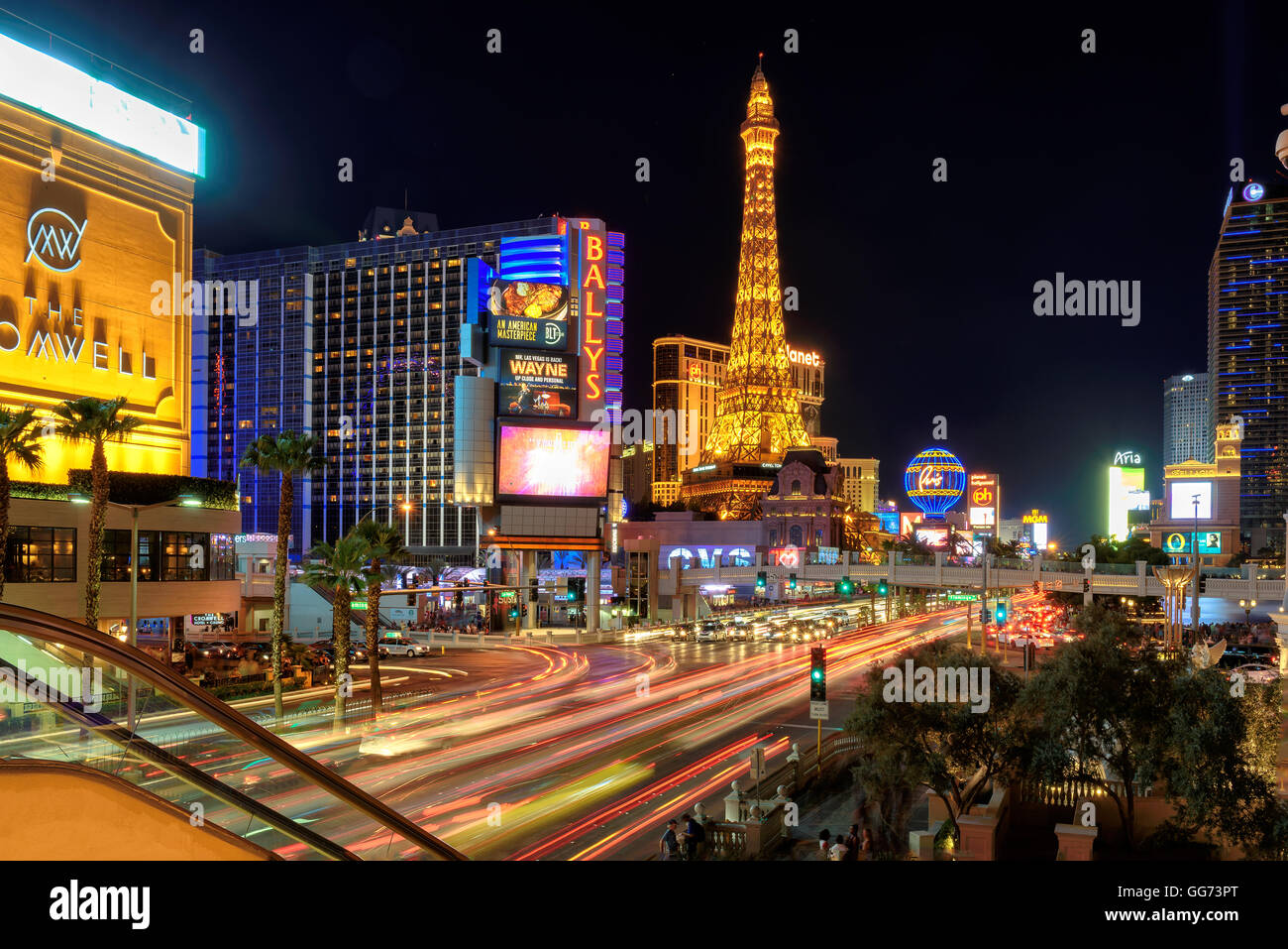 Vista de la Strip de Las Vegas. Foto de stock