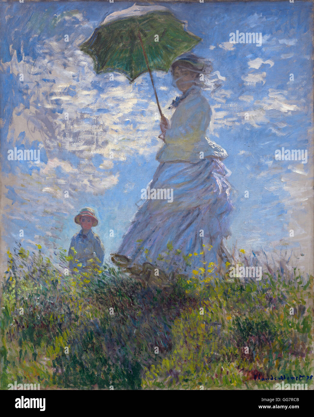 Mujer con sombrilla Madame Monet y su hijo por Claude Monet Foto de stock
