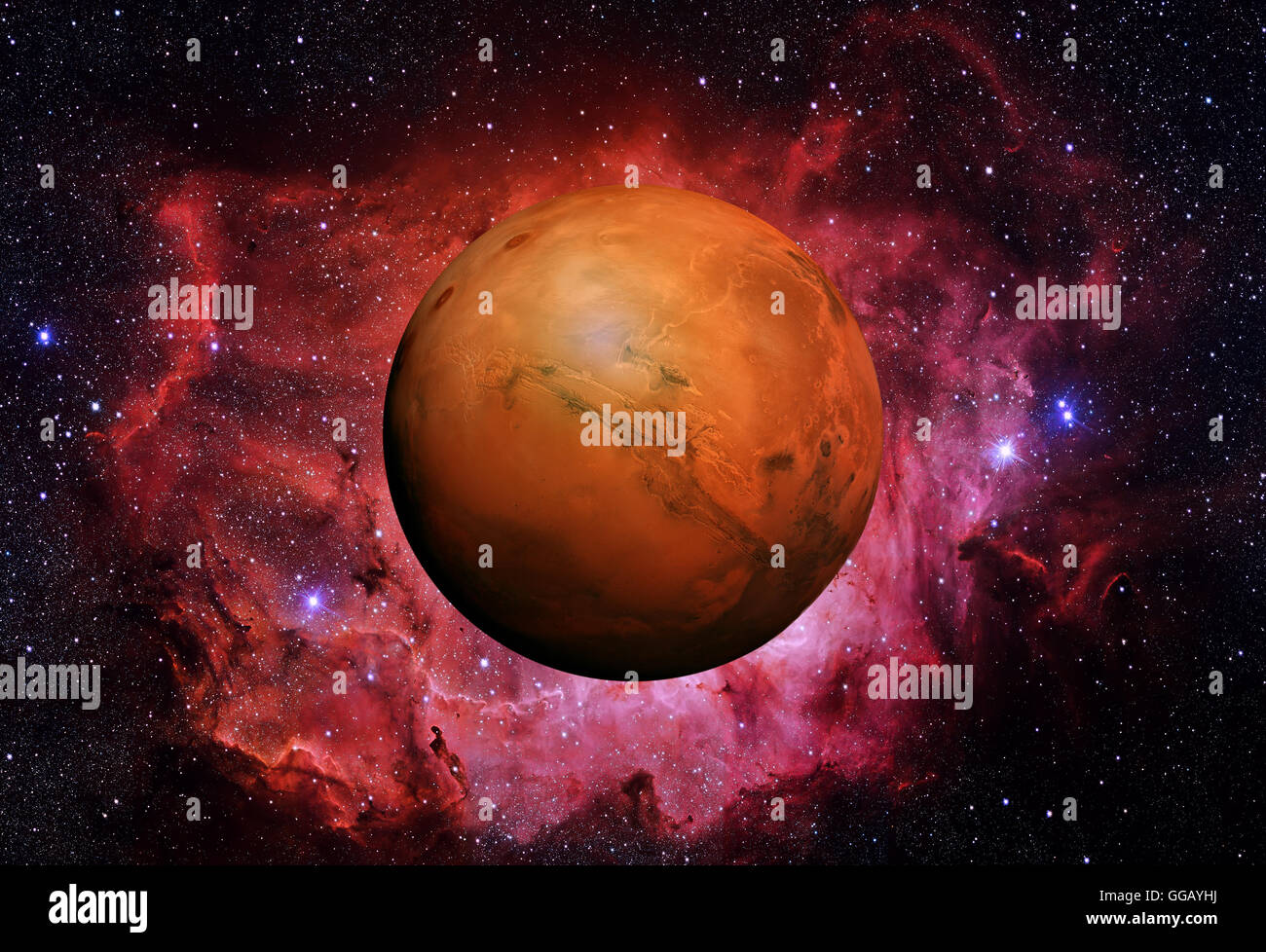 Sistema Solar - Marte. Es el cuarto planeta desde el Sol. Foto de stock