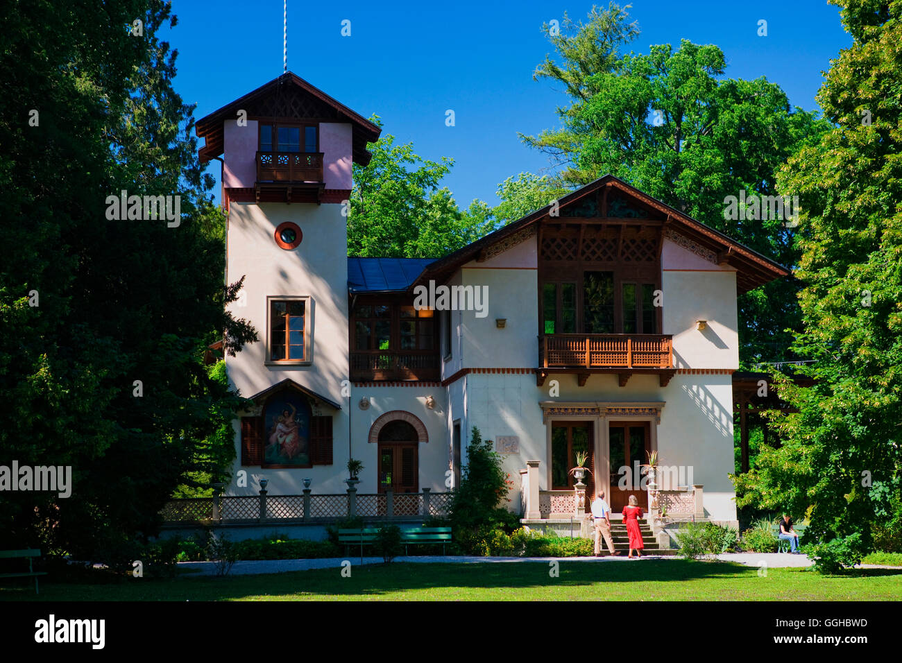 Casino, Roseninsel, Feldafing, Starnberger See, Alta Baviera, Baviera, Alemania Foto de stock