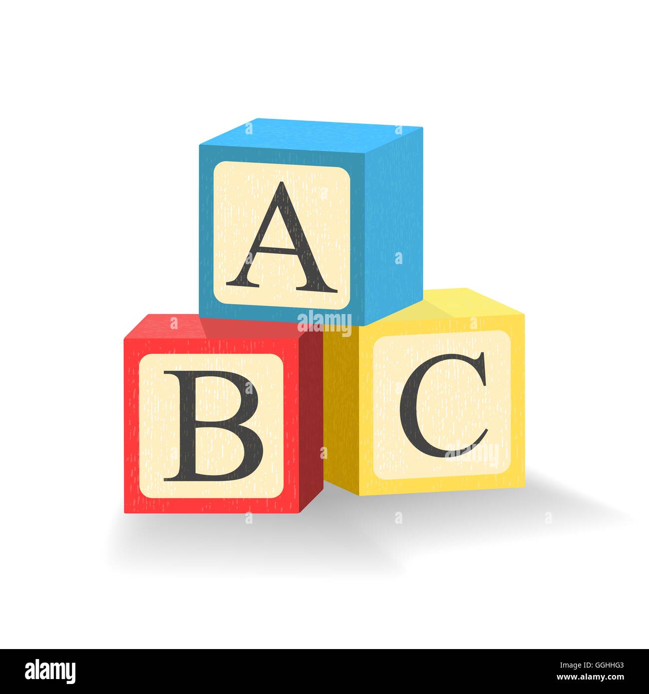 Bloques ABC. Cubos de juguete con las letras del alfabeto. Ilustración  aislada. Vector Imagen Vector de stock - Alamy