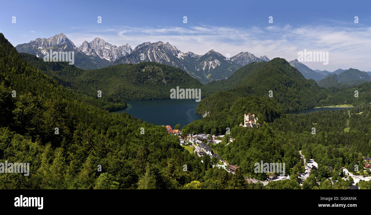 Lago Alpsee cerca de Schwangau, Hohenschwangau, Baviera, Alemania Foto de stock