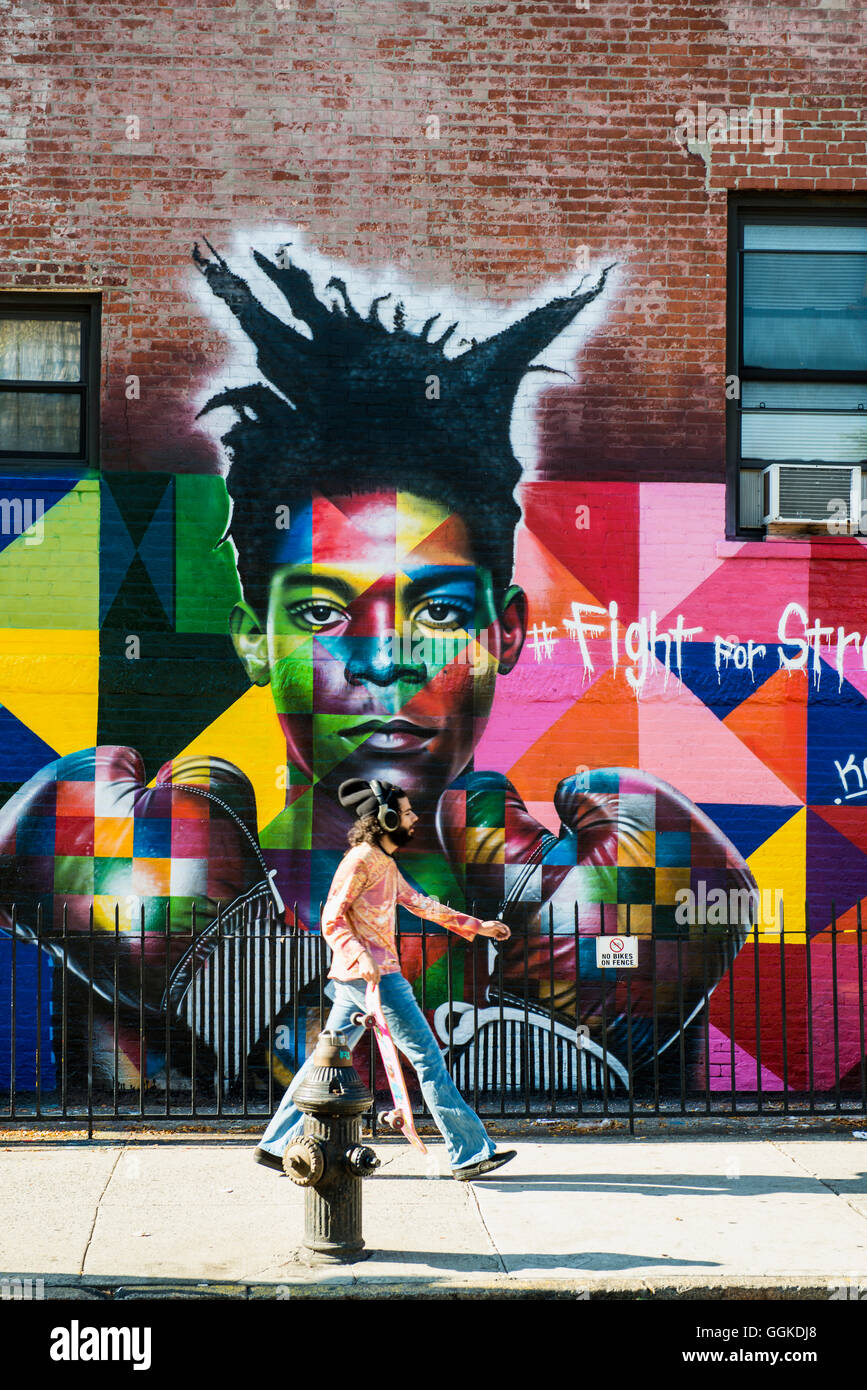 Arte en la calle, en Williamsburg, Brooklyn, Nueva York, EE.UU. Foto de stock