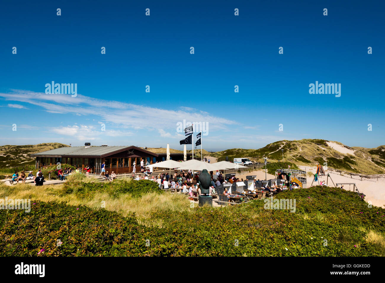 Bar de playa Sansibar Sylt, Isla, Islas de Frisia septentrional, Schleswig-Holstein, Alemania Foto de stock