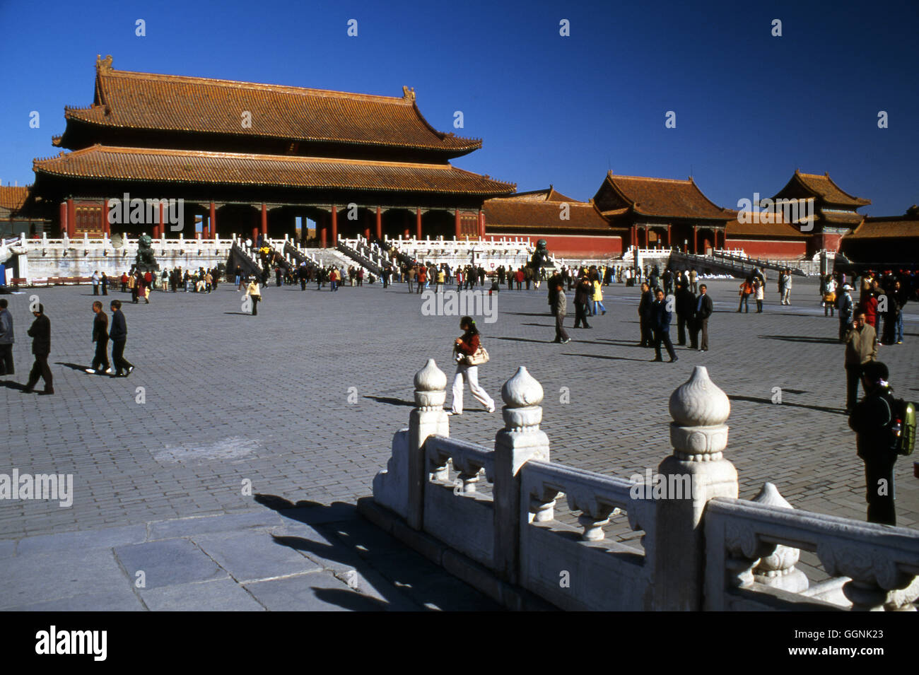 La Ciudad Prohibida está situado en el centro de Beijing construido en 1406, la ciudad sirvió como el palacio real. Foto de stock