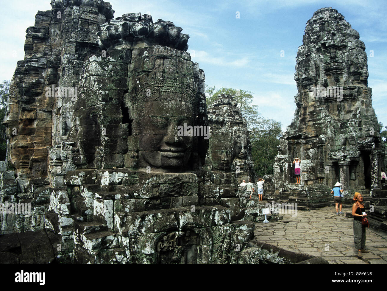 El Templo de Bayon en Angkor Wat. Siem Reap, Camboya. Sitio de Patrimonio Mundial de la UNESCO. Foto de stock