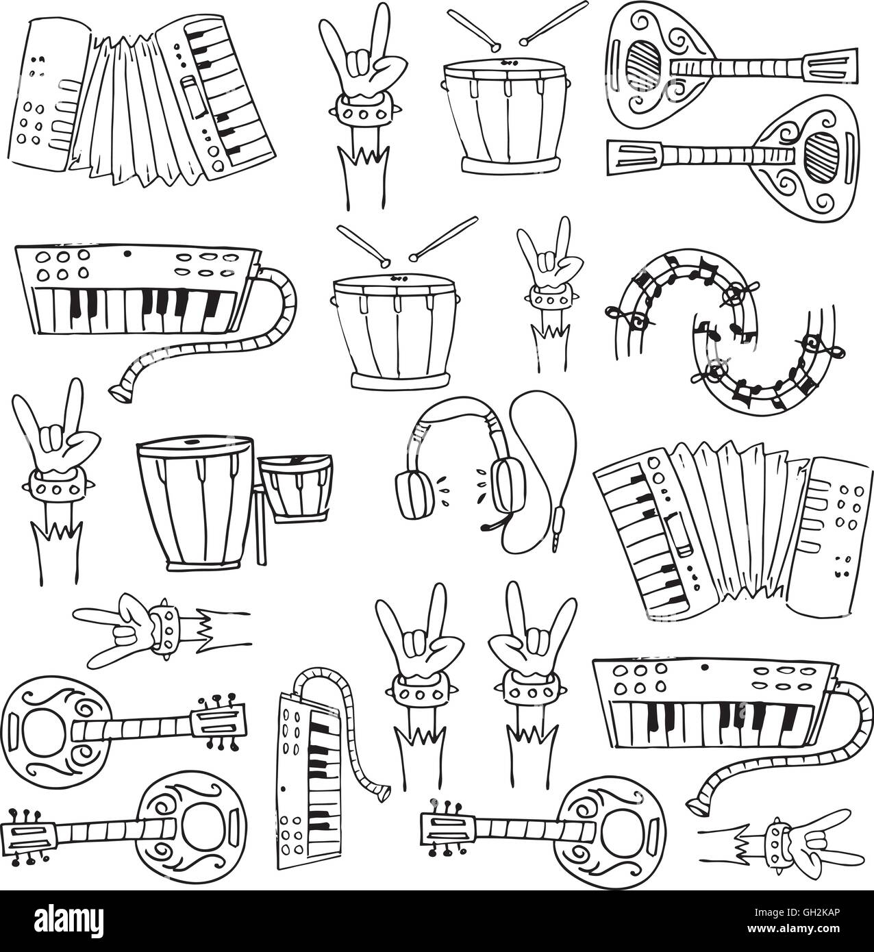 Doodle de colección de música stock Ilustración del Vector