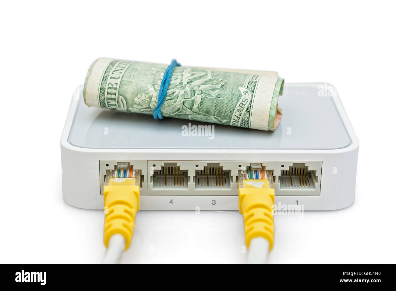 Interruptor para dividir internet en múltiples líneas y ahorrar dinero Foto de stock