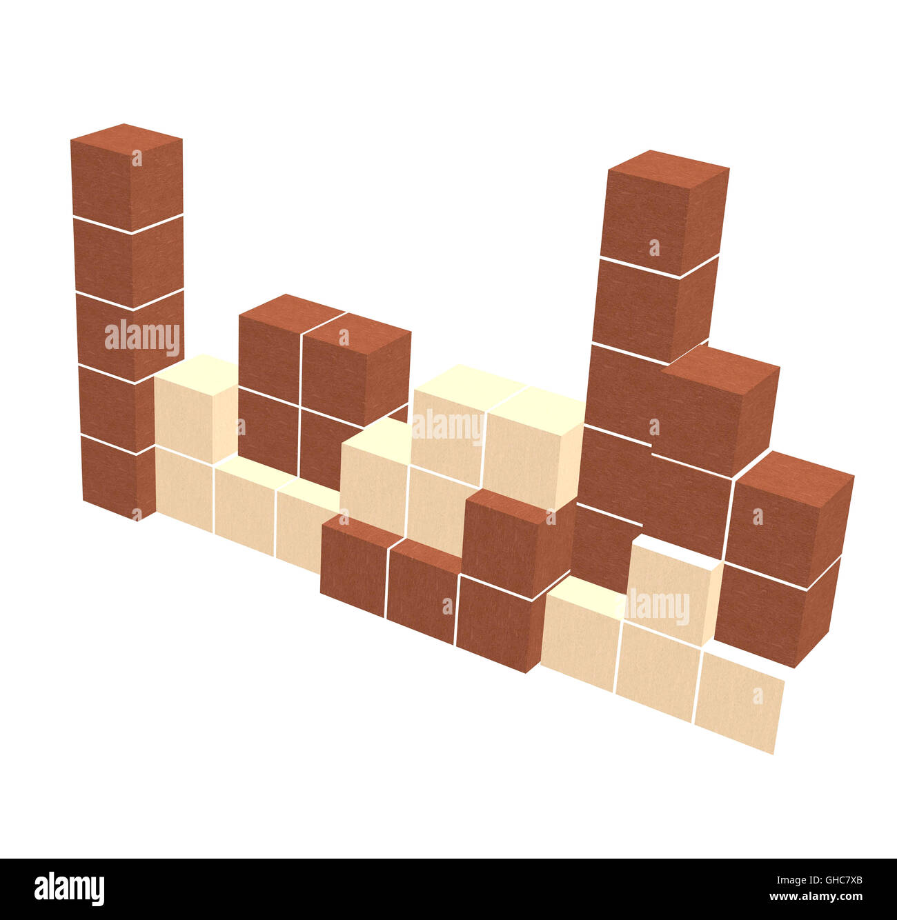 Juego Tetris 3D cubos de madera Foto de stock