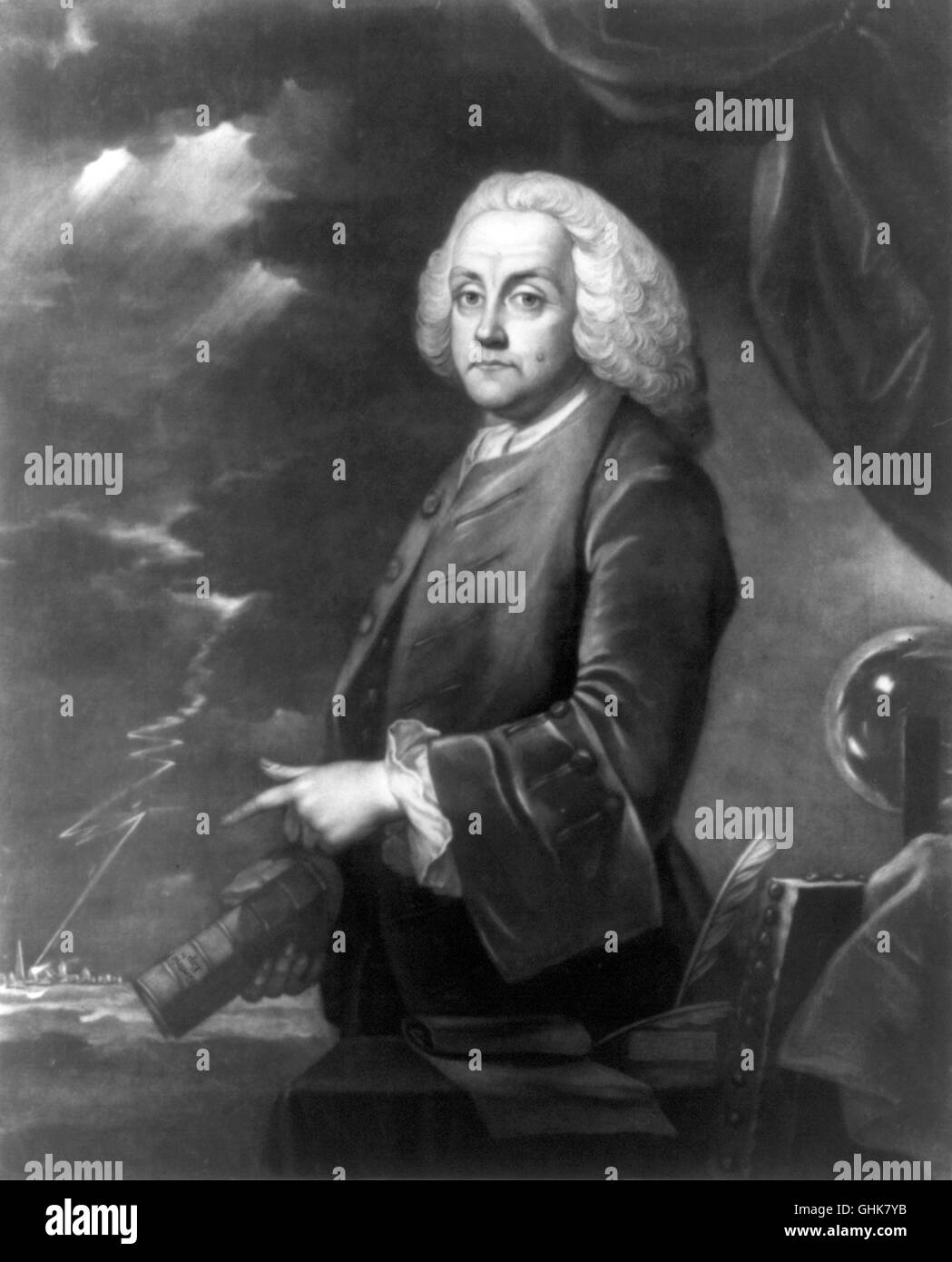 Benjamin Franklin, "Experimentos con electricidad" Foto de stock