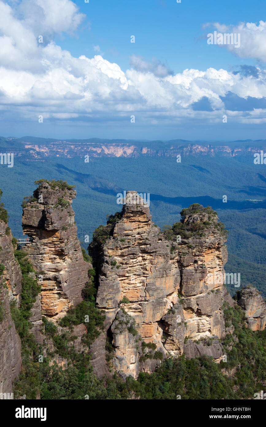 Tres Hermanas Katoomba Blue Mountains, NSW, Australia Foto de stock