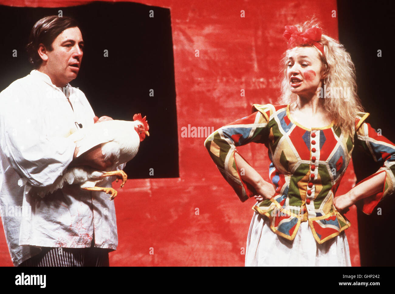 Bild: Canio (Louis Gentile), Nedda (EWA IZYKOWSKA) E Regie: GeorgeTabori aka. Oper en zwei Akten von Ruggiero Leoncavallo: Erstaufführung 1987 Foto de stock