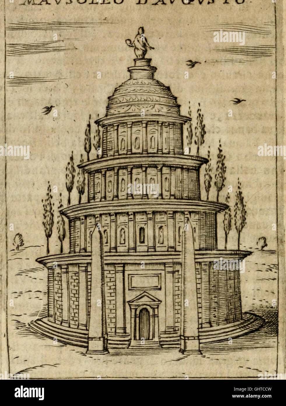 Ritratto di Roma Antica - nel qvale sono i principali figvrati tempij, theatri, anfiteatri, cerchi, naumachie, archi trionfali, curie, basiliche, colonne, ordine del trionfo, dignita militari, e Foto de stock