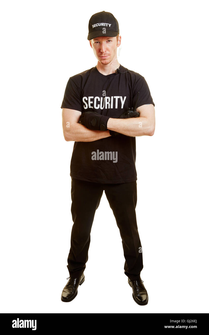 El hombre como un guardaespaldas o un guardia de seguridad con ropa de seguridad Foto de stock