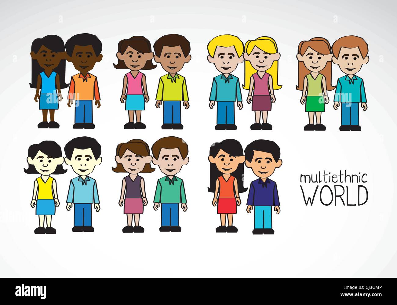 Ilustración de personas de diferentes razas y multicultural mult Imagen  Vector de stock - Alamy