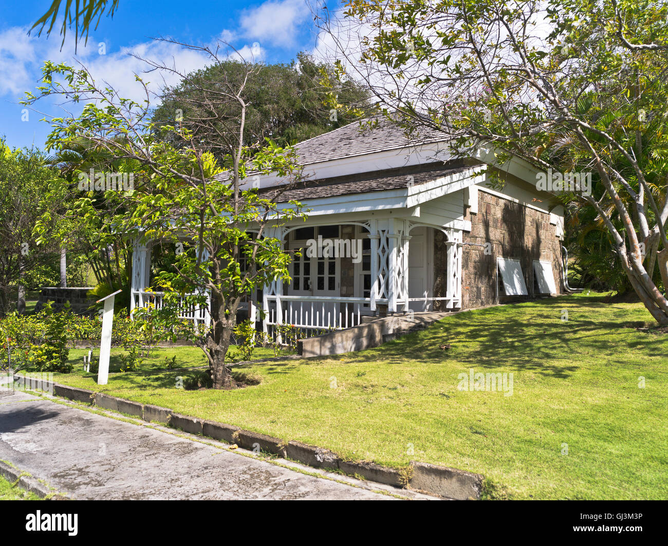 Dh fairview gran casa St Kitts Caribe Antigua casa colonial museo Nelsons edificio garden Foto de stock