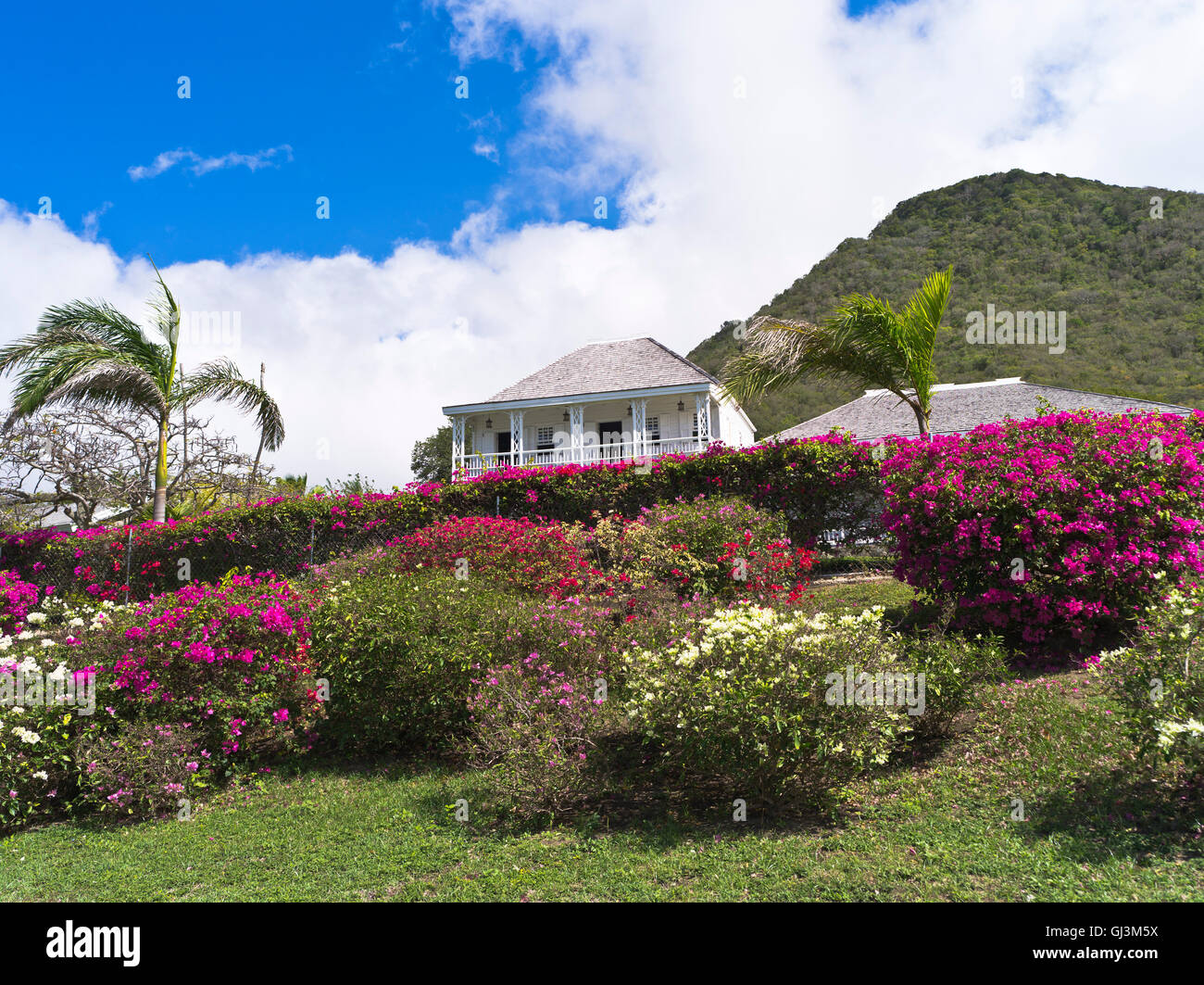 dh Fairview Great House St KITTS CARIBE Antigua casa colonial museo Nelsons jardín exterior Jardines nadie Foto de stock