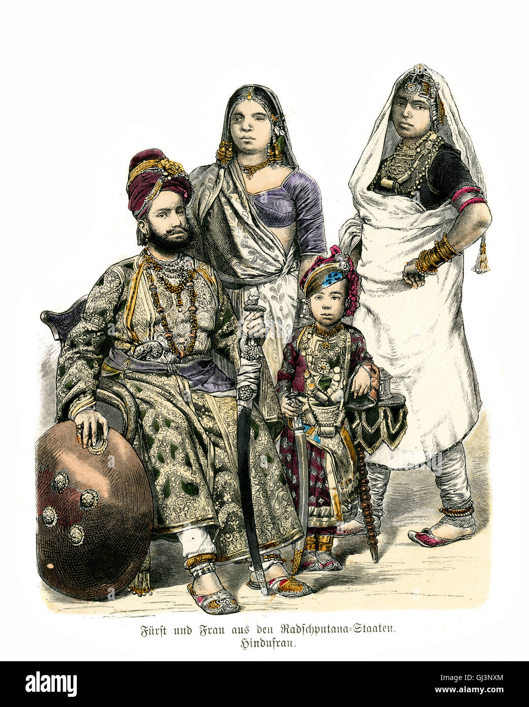 Trajes de India, del siglo XIX. Príncipe indio, mujer de Rajputana, a las mujeres  hindúes Fotografía de stock - Alamy