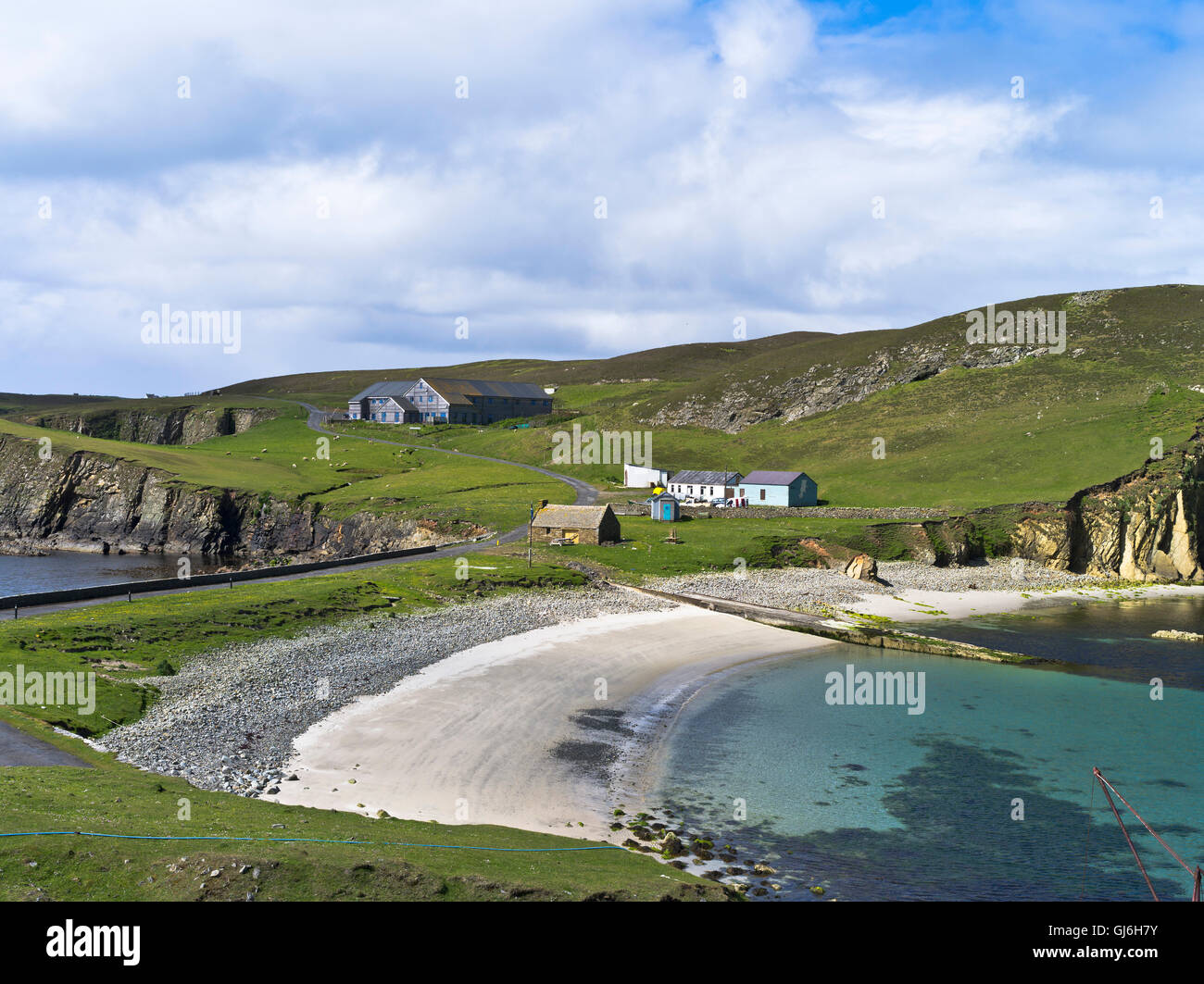 Dh Fair Isle Shetland observatorio de aves playa Paraíso del Norte Escocia Foto de stock