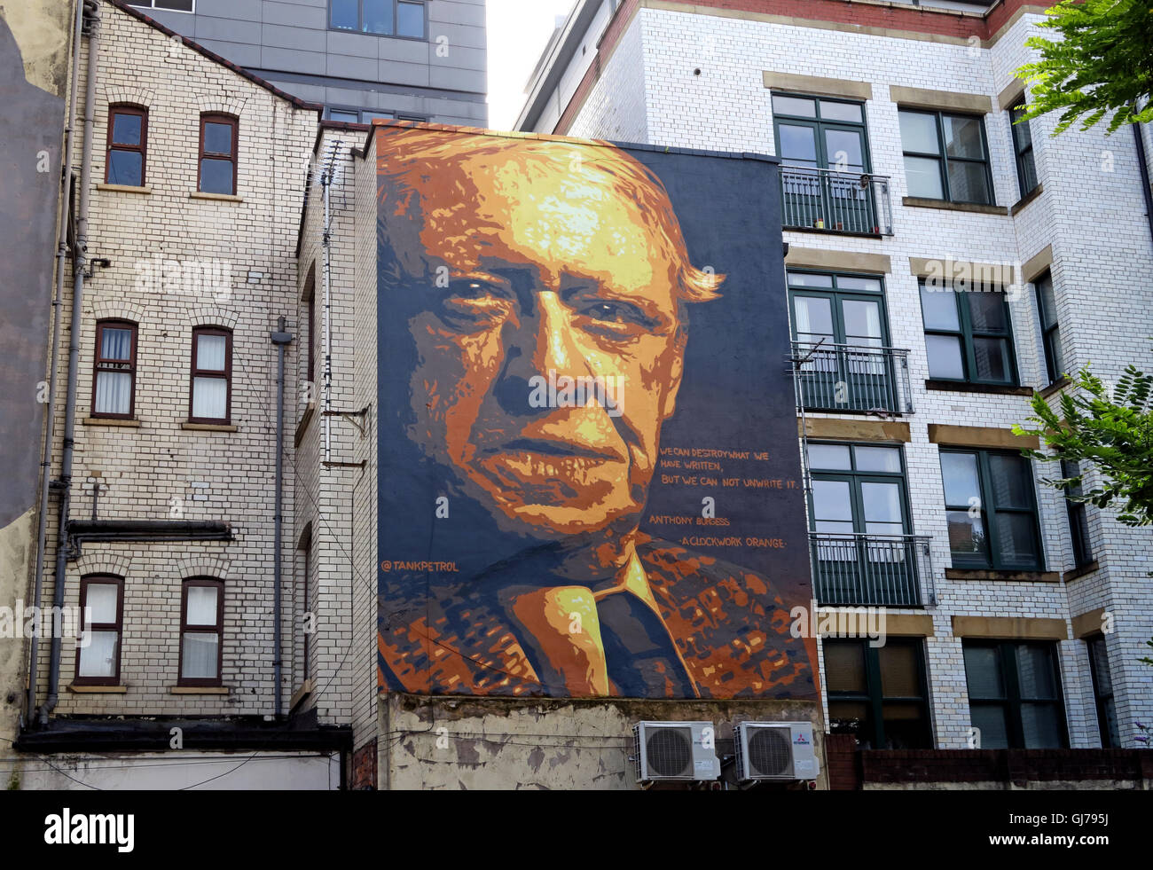 Autor Anthony Burgess obras de arte mural, Northern Quarter, Brightwell caminar, Manchester M4 5JD Foto de stock