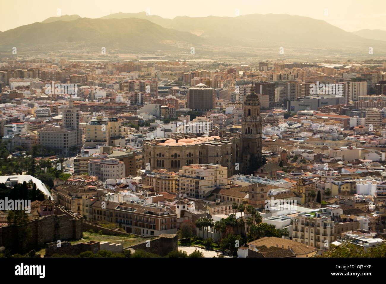 Vista de la ciudad de Málaga, España scape Foto de stock