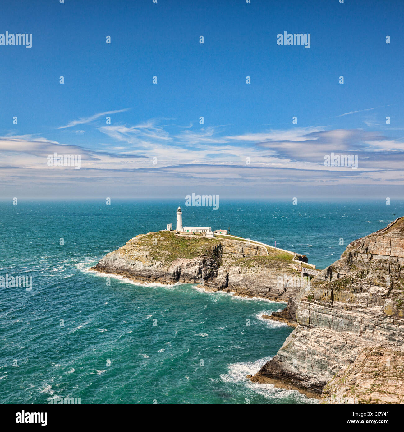 South Stack Lighthouse, Anglesey, Gales, Reino Unido Foto de stock