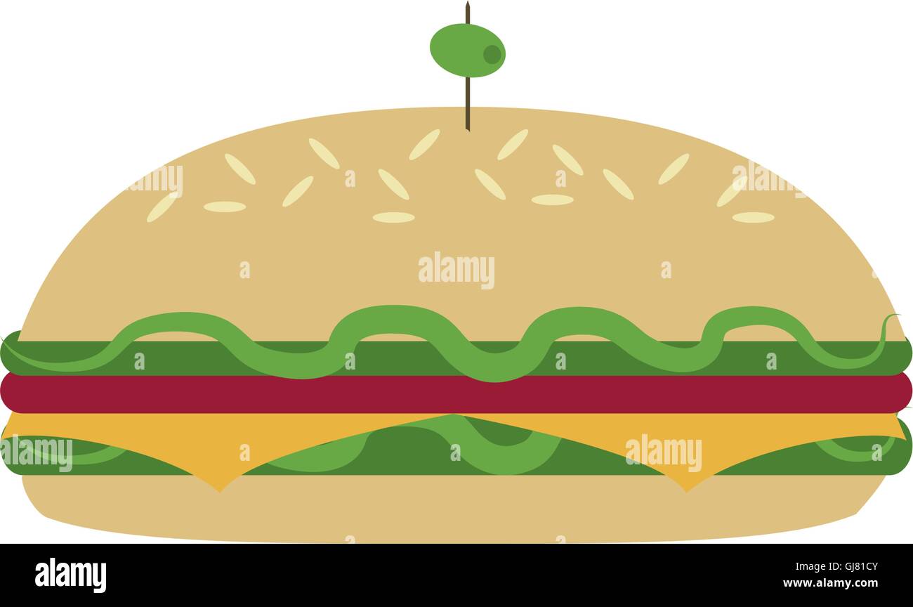 Sándwich con icono de oliva Ilustración del Vector