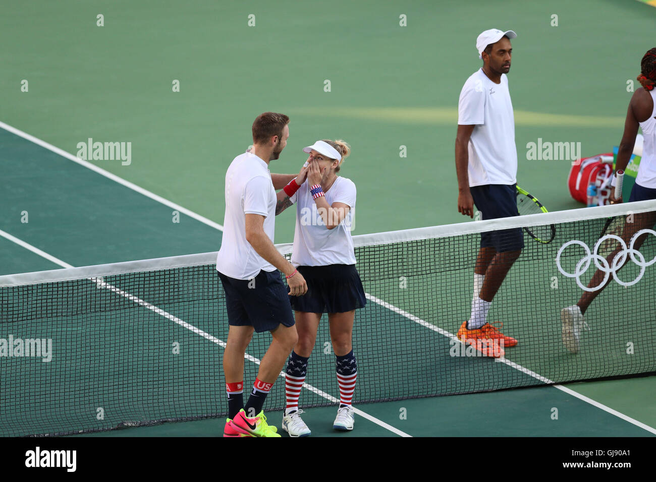 Rio De Janeiro Brasil 14 Aug 2016 2016 Juegos Olimpicos De Tenis Conmemoracion De La Victoria De Bethanie Mattek Sands Jack Sock Usa En La Final De Dobles Mixtos Contra Venus