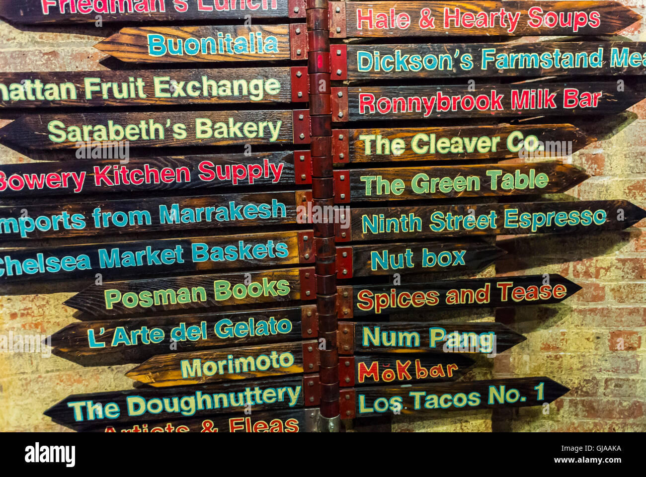 Nueva York, NY, EUA, Detalle, signo de las compañías en el mercado de CHelsea, centro comercial de alimentos Foto de stock