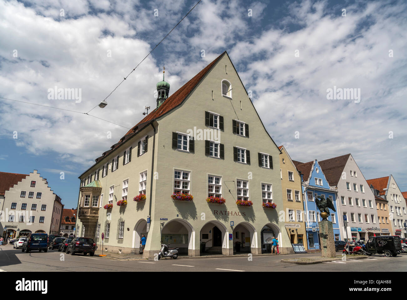 Ayuntamiento, Schongau, Upper-Bavaria, Baviera, Alemania, Europa Foto de stock