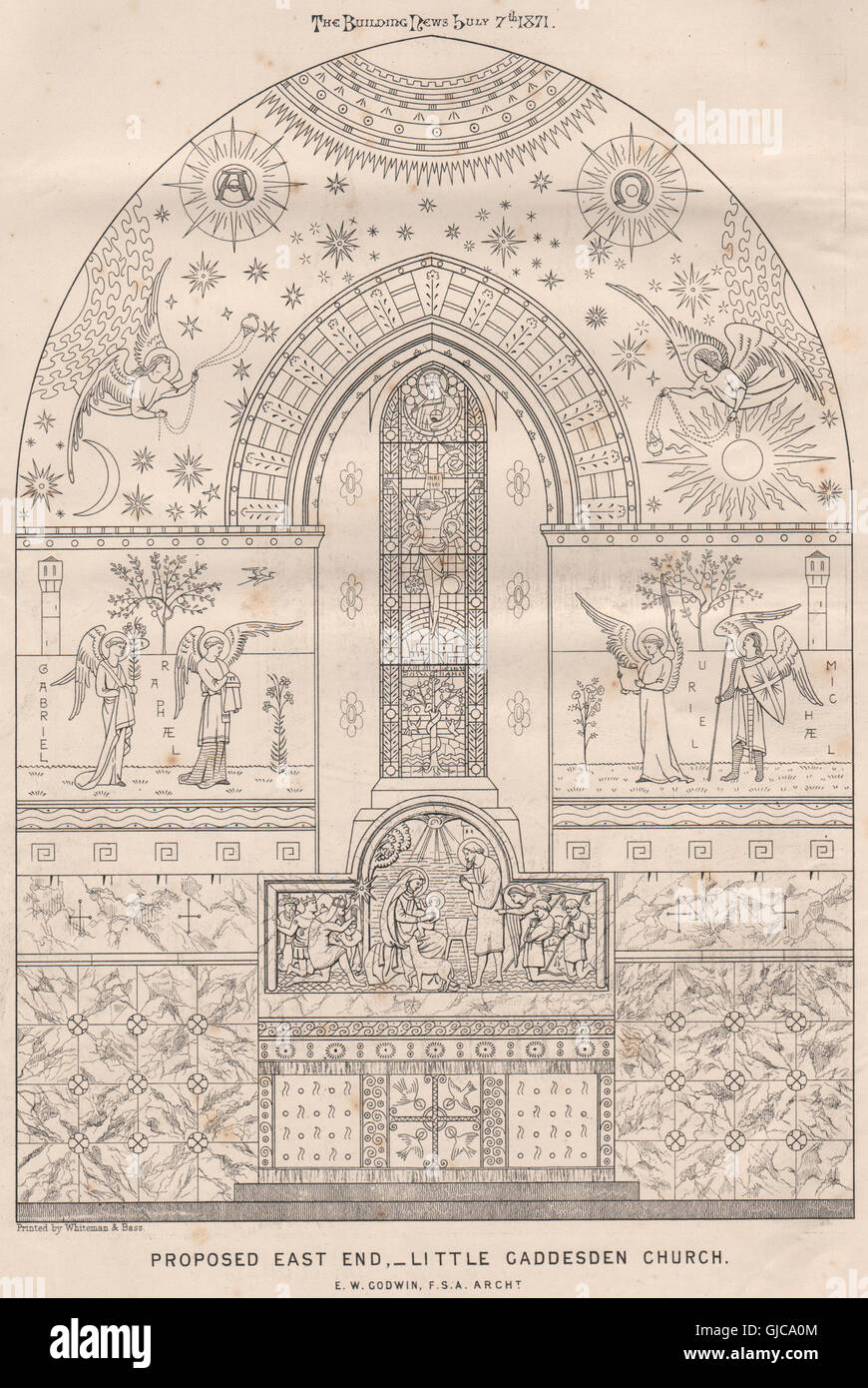 East End, Little Gaddesden Iglesia; E.W. Godwin arquitecto. Hertfordshire, 1871 Foto de stock