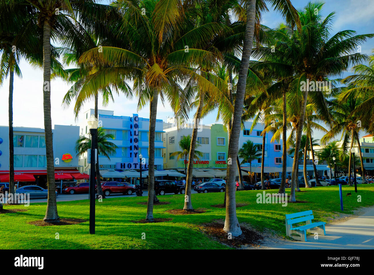 Hoteles Art Deco de Ocean Drive, Miami, Florida Foto de stock